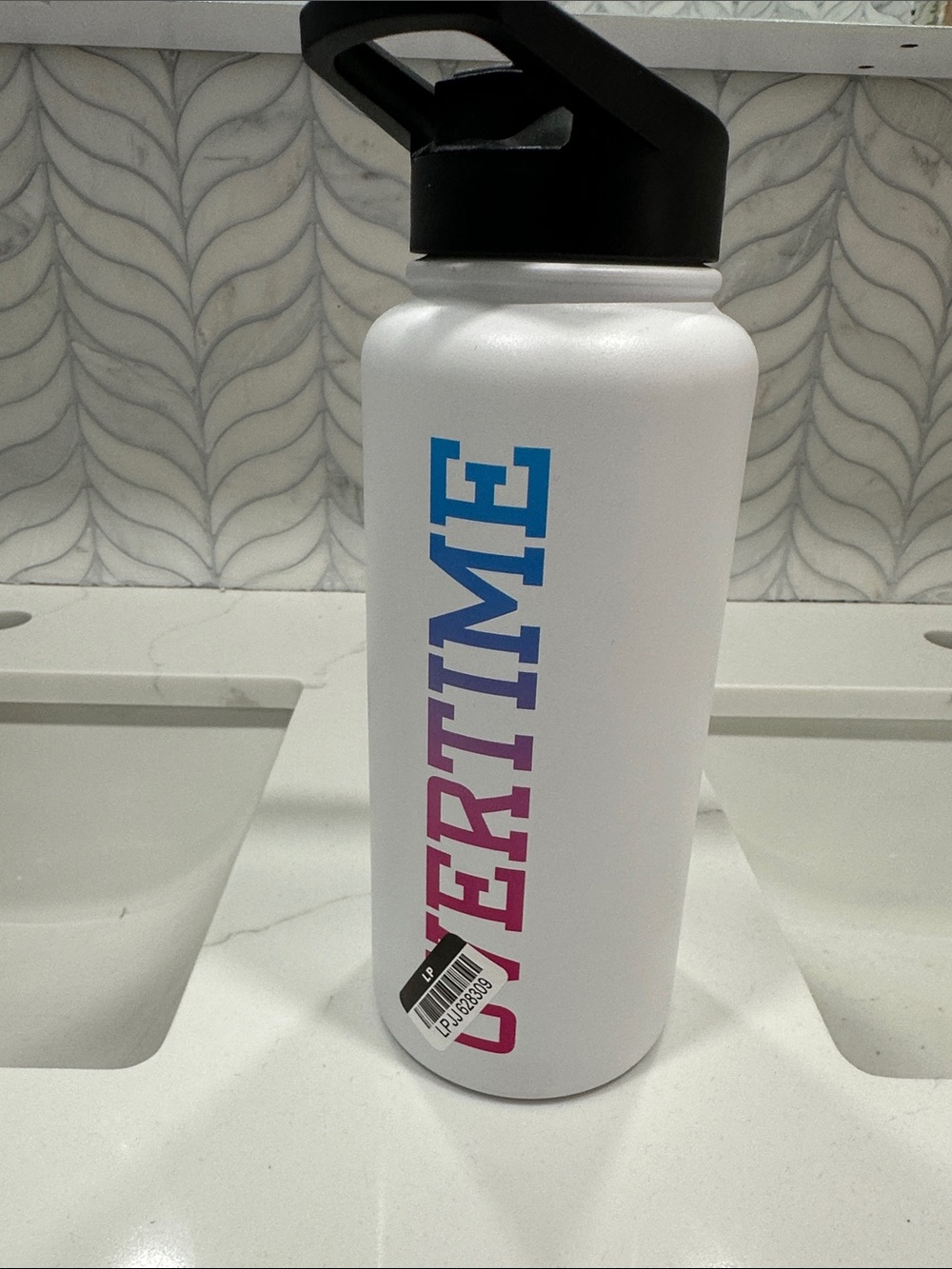 Overtime elite stainless steel insulated water bottle gradient logo - White